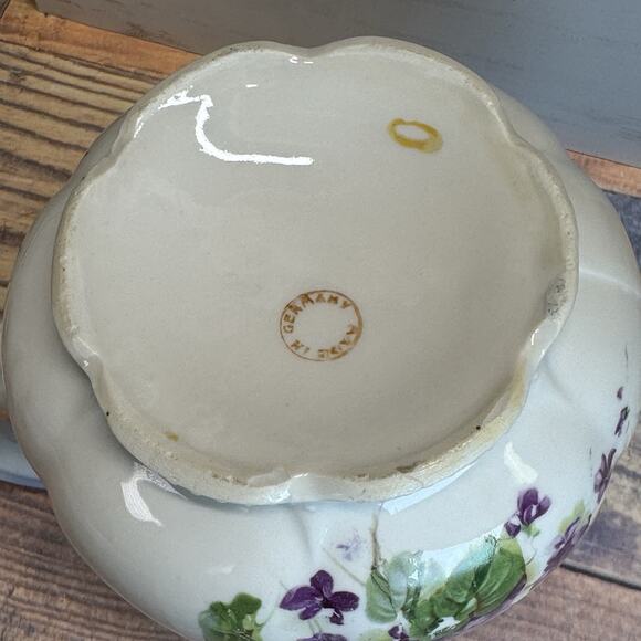 Vintage German Floral Creamer Pitcher Floral Violets Embossed 6" Victorian - Picture 7 of 8